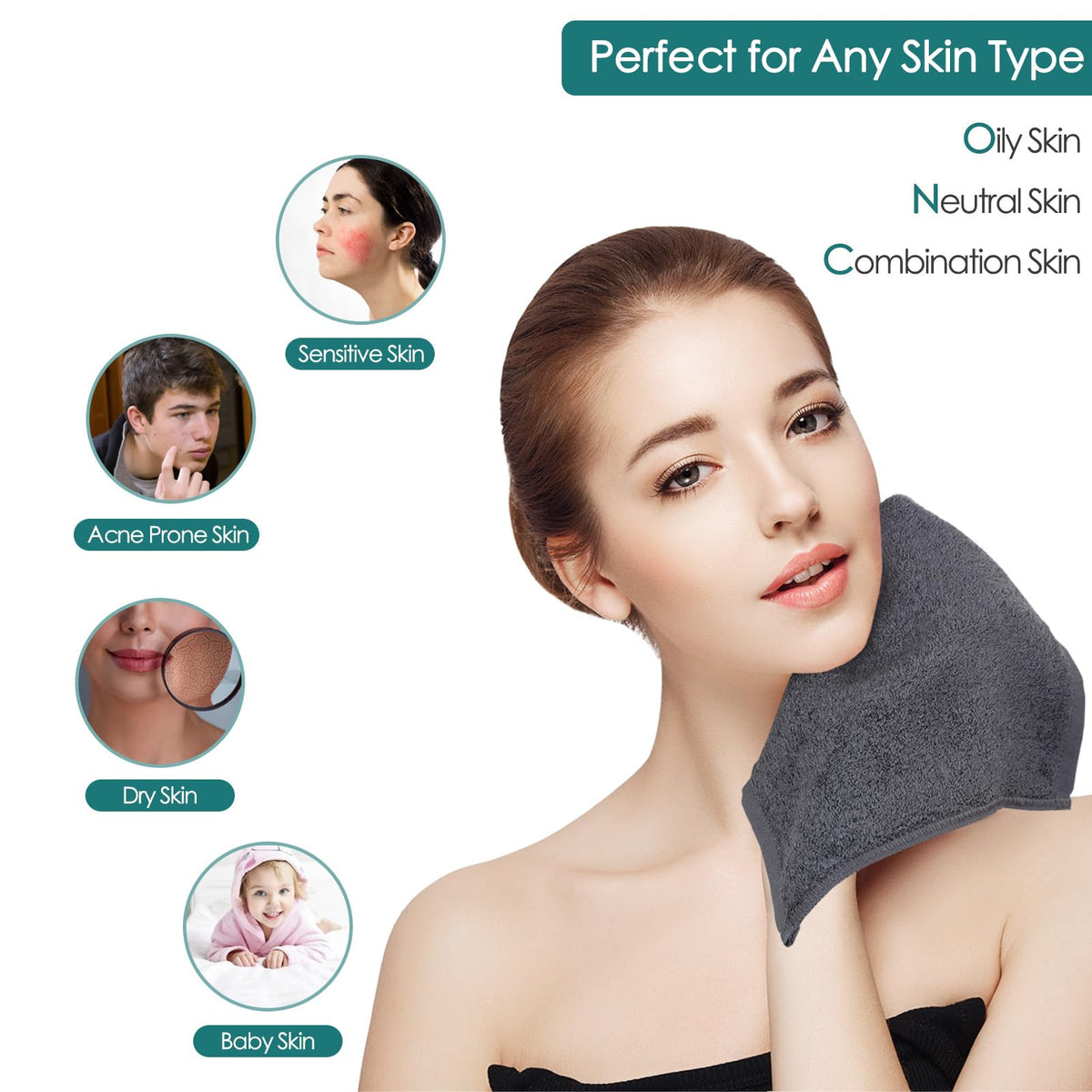 JEFFSUN Face Washcloths in use for makeup removal