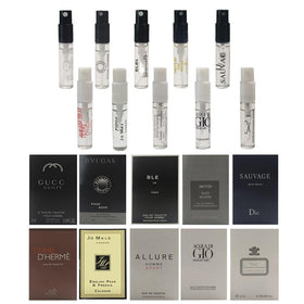 Jendfert fragrance sampler set displayed with travel accessories