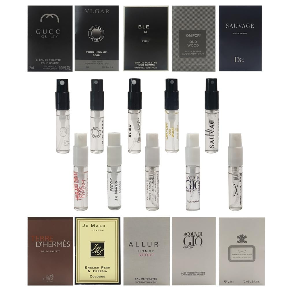 Jendfert Men’s Designer Fragrance Sampler Set with 10 vials front view