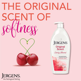 Jergens Cherry Almond Hand & Body Lotion 32 fl oz being applied to skin