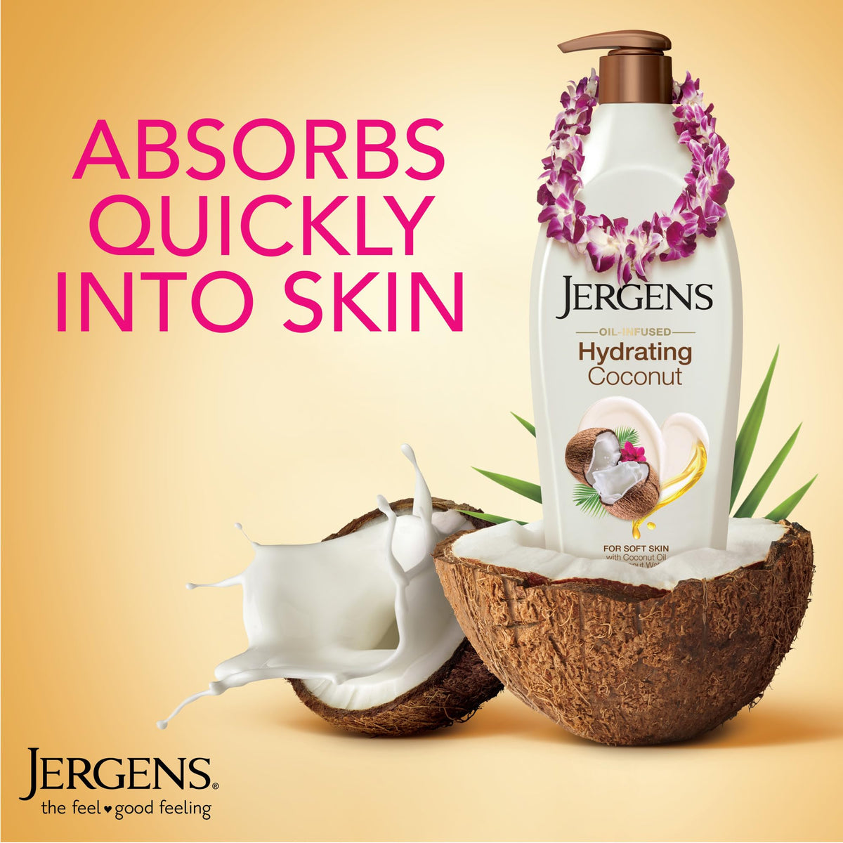 Jergens Hydrating Coconut Body Lotion 16.8 oz back view