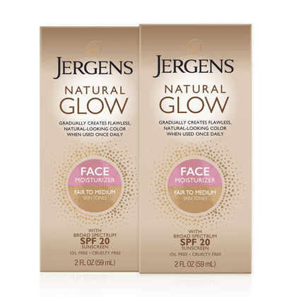 Jergens Natural Glow Face Tanner Lotion SPF 20, Fair/Medium front view