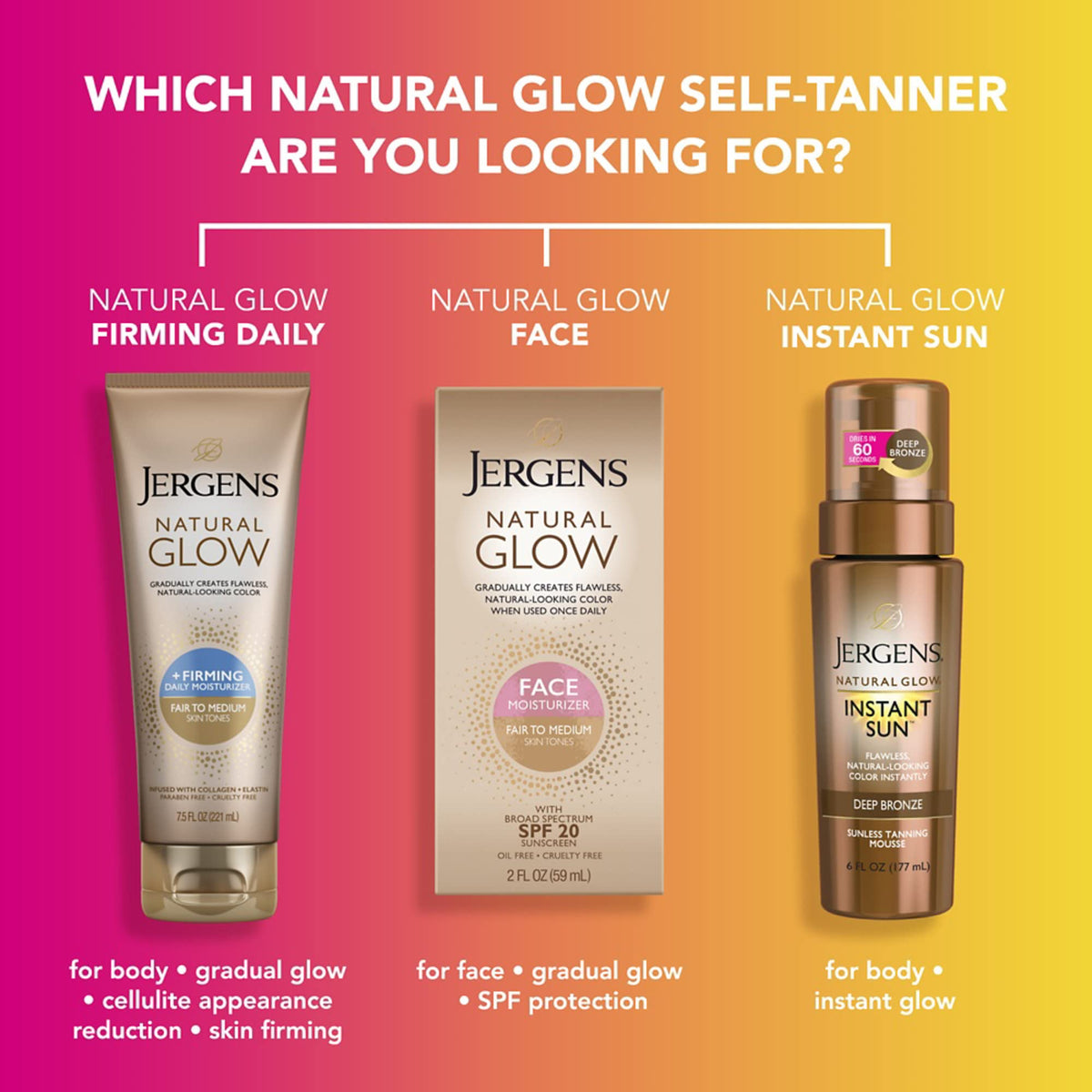 Jergens Natural Glow Face Tanner Lotion SPF 20, Fair/Medium side view
