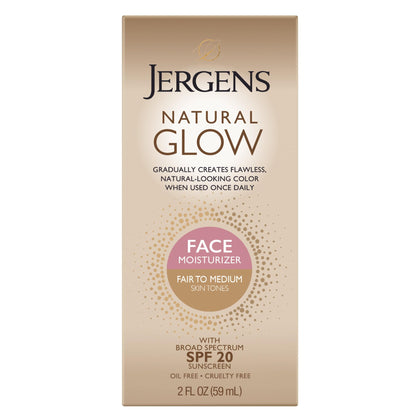 Jergens Natural Glow Face Tanner Lotion SPF 20 front view