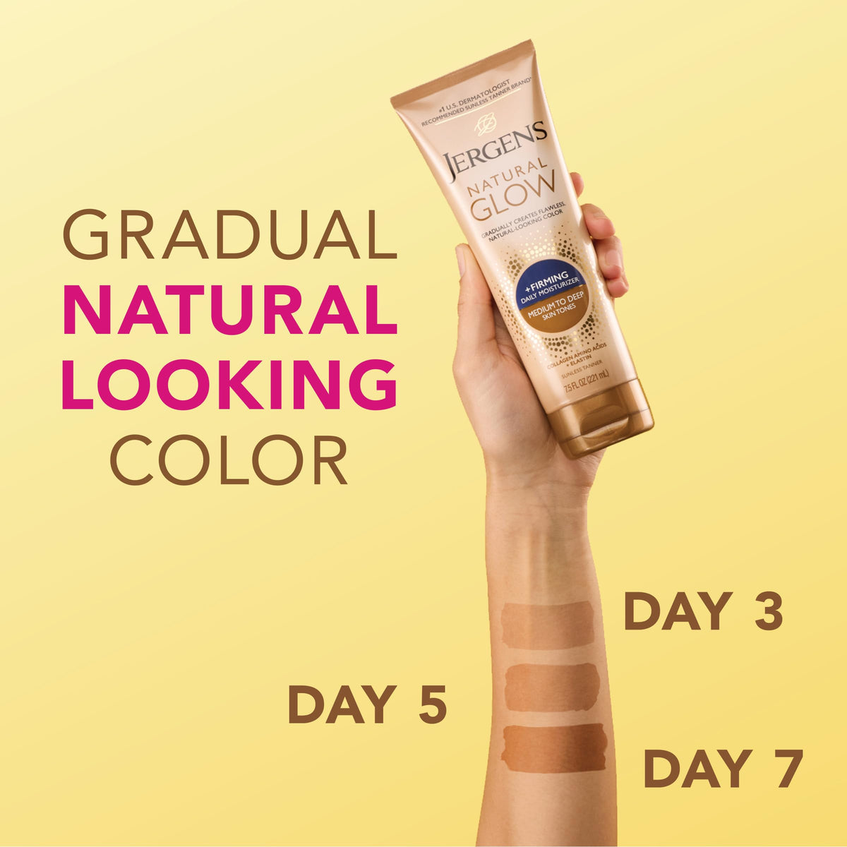 Jergens Natural Glow + Firming Daily Moisturiser 7.5oz side view
