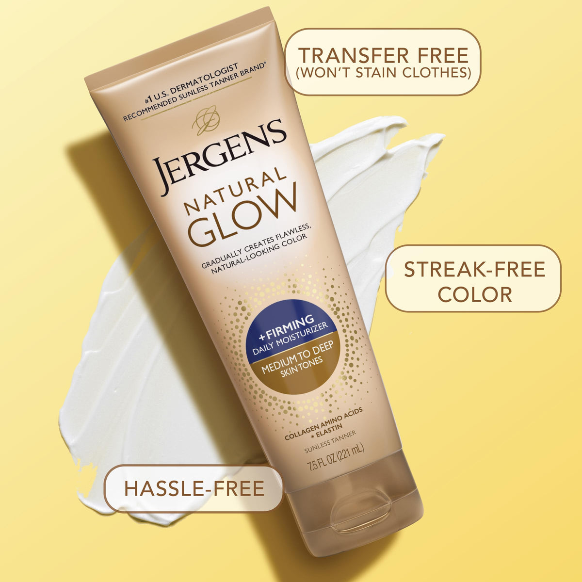 Jergens Natural Glow + Firming lotion 7.5oz bottle side view