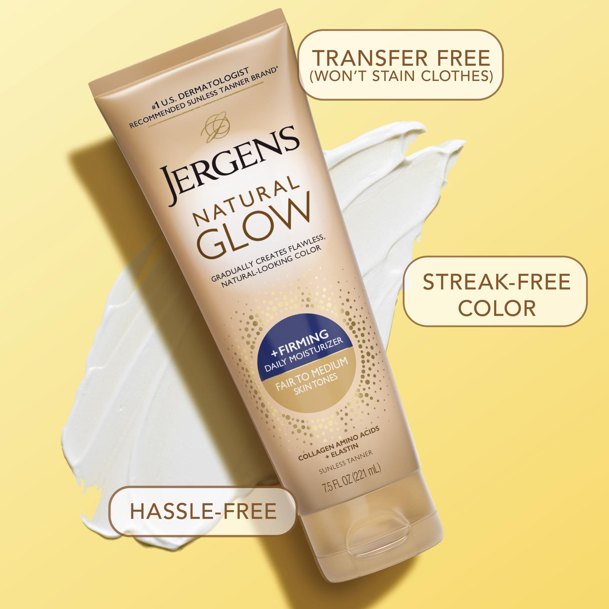 Jergens Natural Glow Firming Self Tanner Body Lotion application on skin