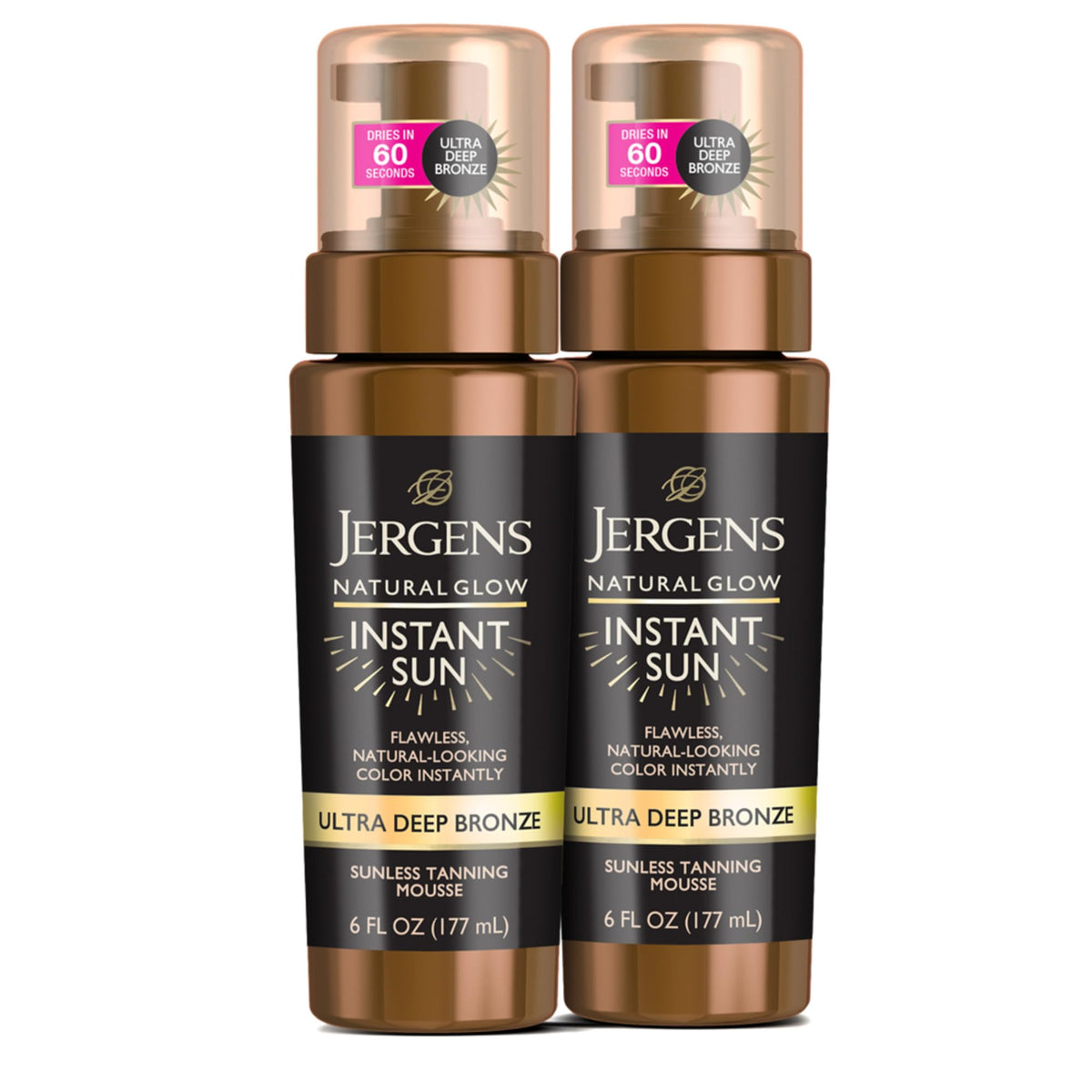 Jergens Natural Glow Instant Sun Mousse front view, 6 oz bottle