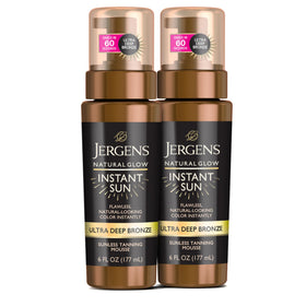 Jergens Natural Glow Instant Sun Mousse front view, 6 oz bottle