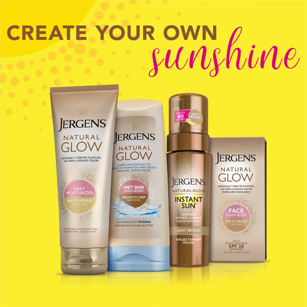 Jergens Natural Glow Self Tanner with sunscreen label