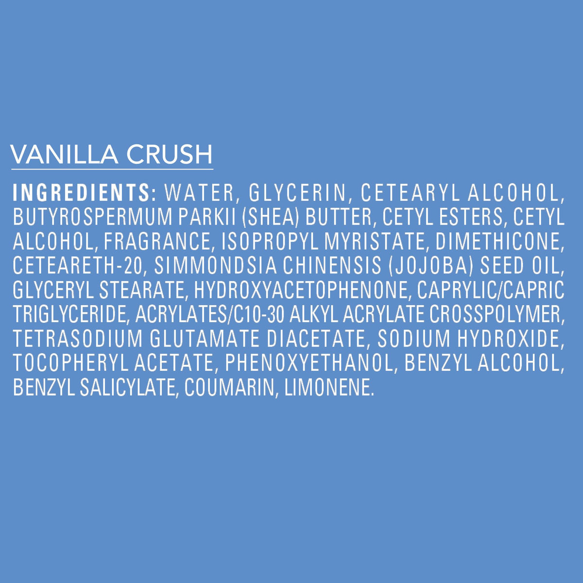 Jergens Shea Fusion Vanilla Crush Body Lotion next to other scents