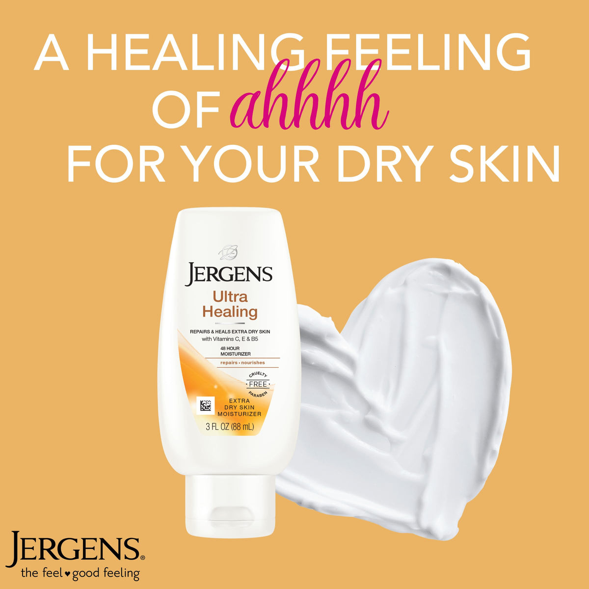 Jergens Ultra Healing Dry Skin Lotion in bathroom setting