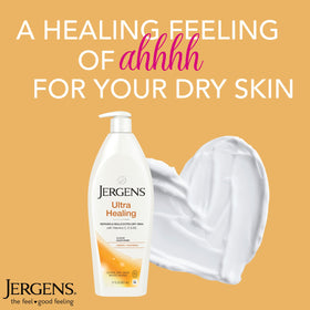 Jergens Ultra Healing Dry Skin Lotion in bathroom setting