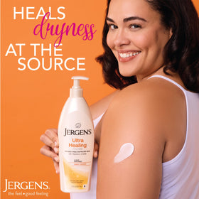 Jergens Ultra Healing Lotion in a bathroom setting