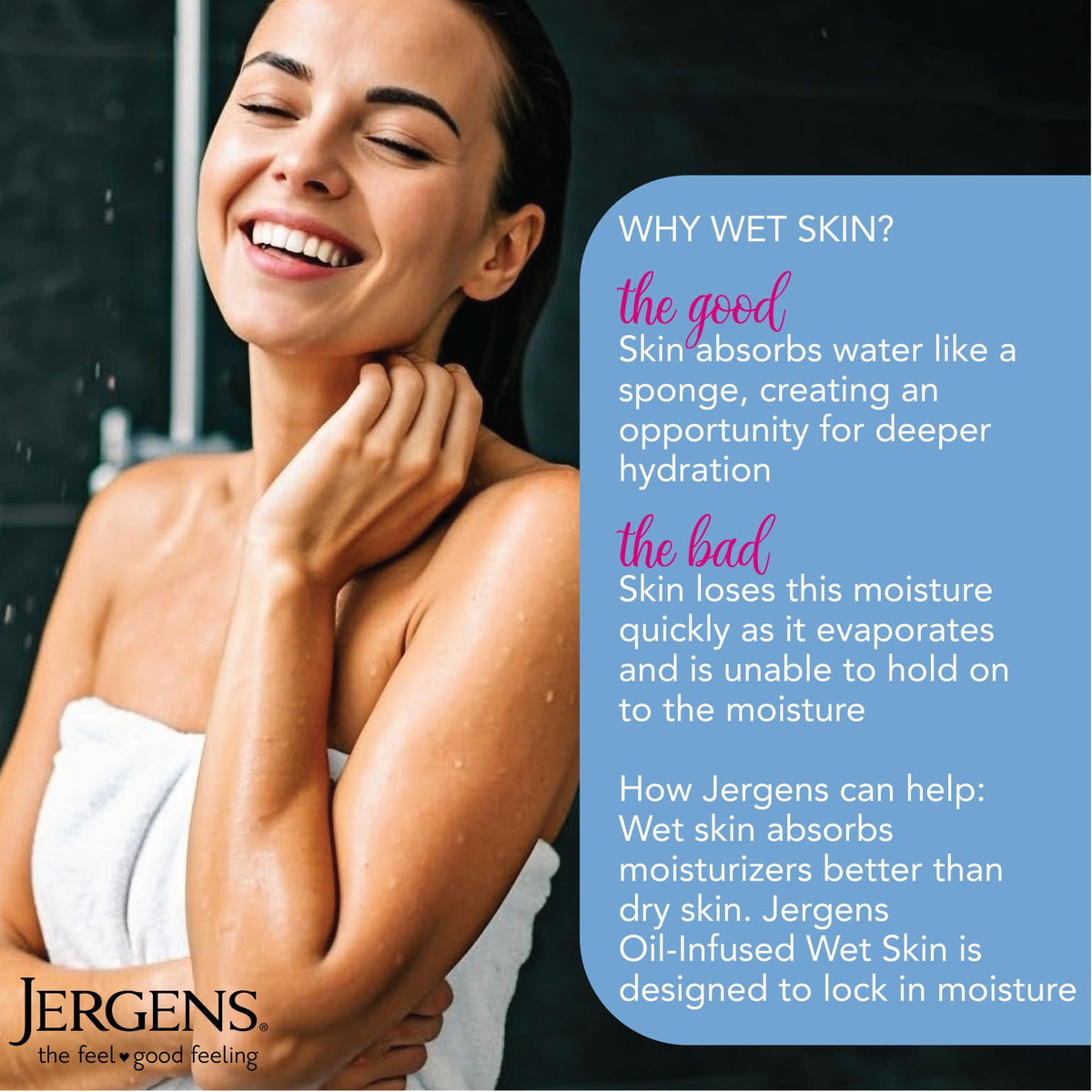 Jergens Wet Skin Body Lotion 10 Ounce back view