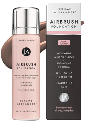 Jerome Alexander Airbrush Makeup Foundation Dark front view with spray nozzle