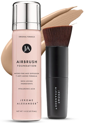 Jerome Alexander Magic Minerals Airbrush Foundation front view with kabuki brush