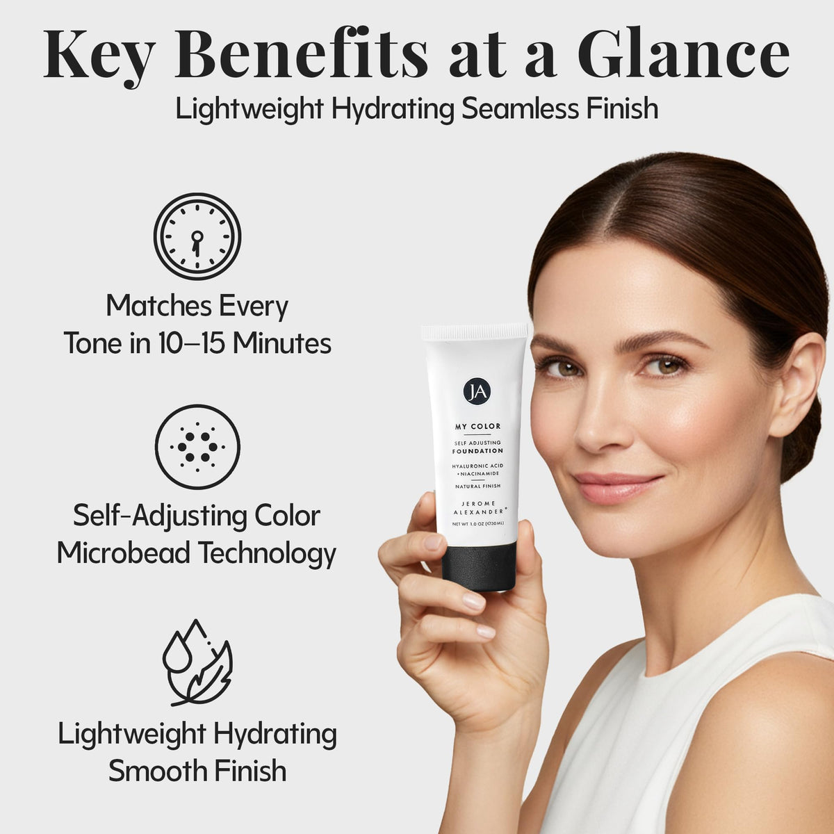 Jerome Alexander My Color Self-Adjusting Foundation Medium Dark with Kabuki brush