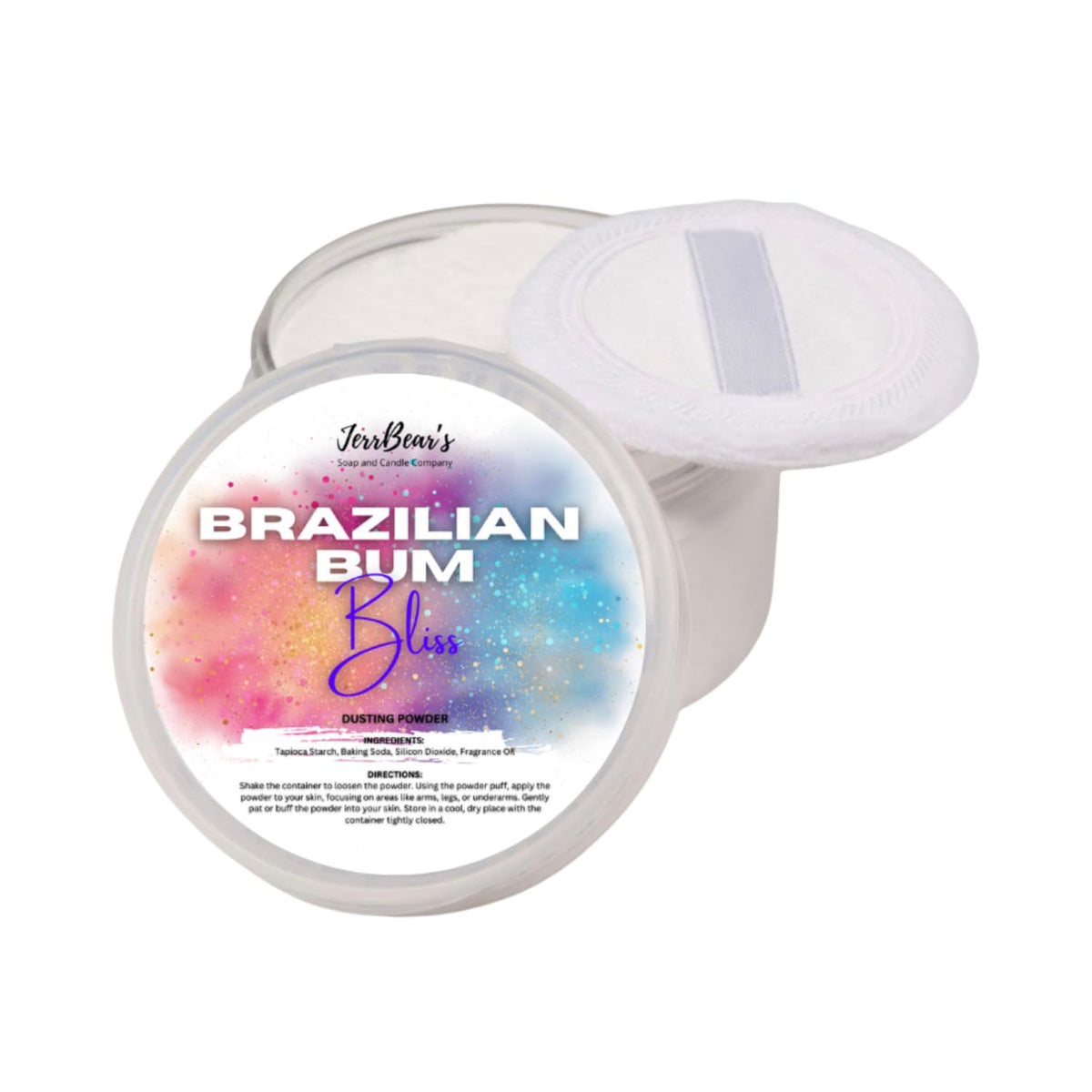 JerrBear’s Brazilian Bum Bliss Dusting Powder 4oz jar front view