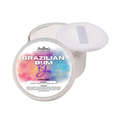 JerrBear’s Brazilian Bum Bliss Dusting Powder 4oz jar front view