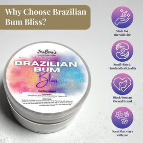 JerrBear’s Brazilian Bum Bliss Dusting Powder 4oz jar with fresh flowers