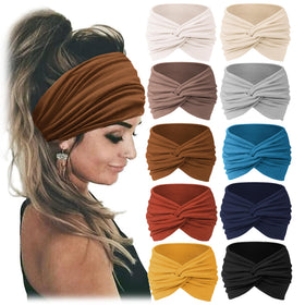Jesries Extra Wide Turban Headbands 10 PCS set in assorted colours