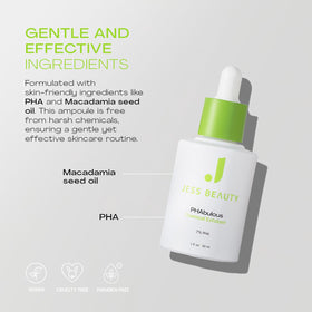 JESS BEAUTY PHAbulous Exfoliating Serum with ingredients displayed