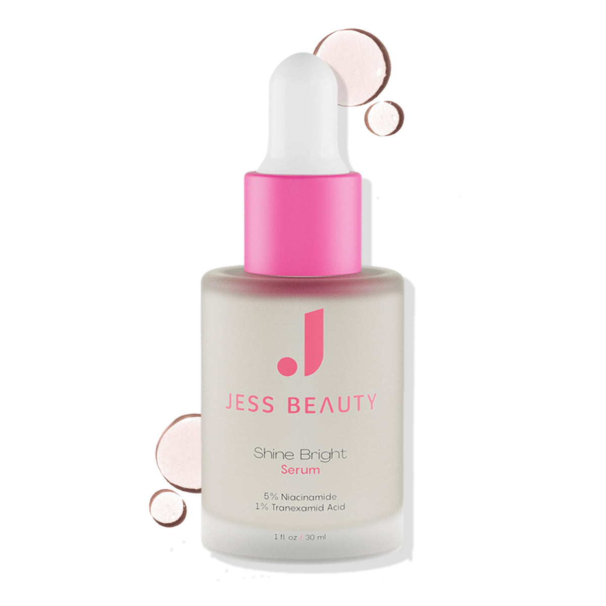 JESS BEAUTY Shine Bright Serum front view with 1 fl oz bottle