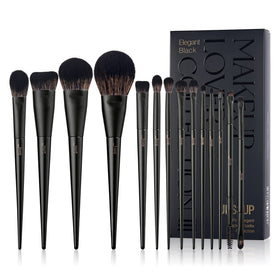 Jessup 14Pcs Black Makeup Brushes Set front view