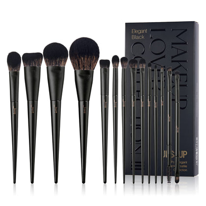 Jessup 14Pcs Black Makeup Brushes Set front view