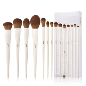 Jessup 14Pcs Makeup Brush Set light grey front view