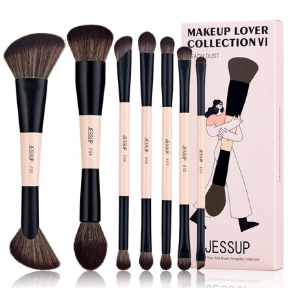 Jessup 7pcs Double Sided Makeup Brushes Set front view