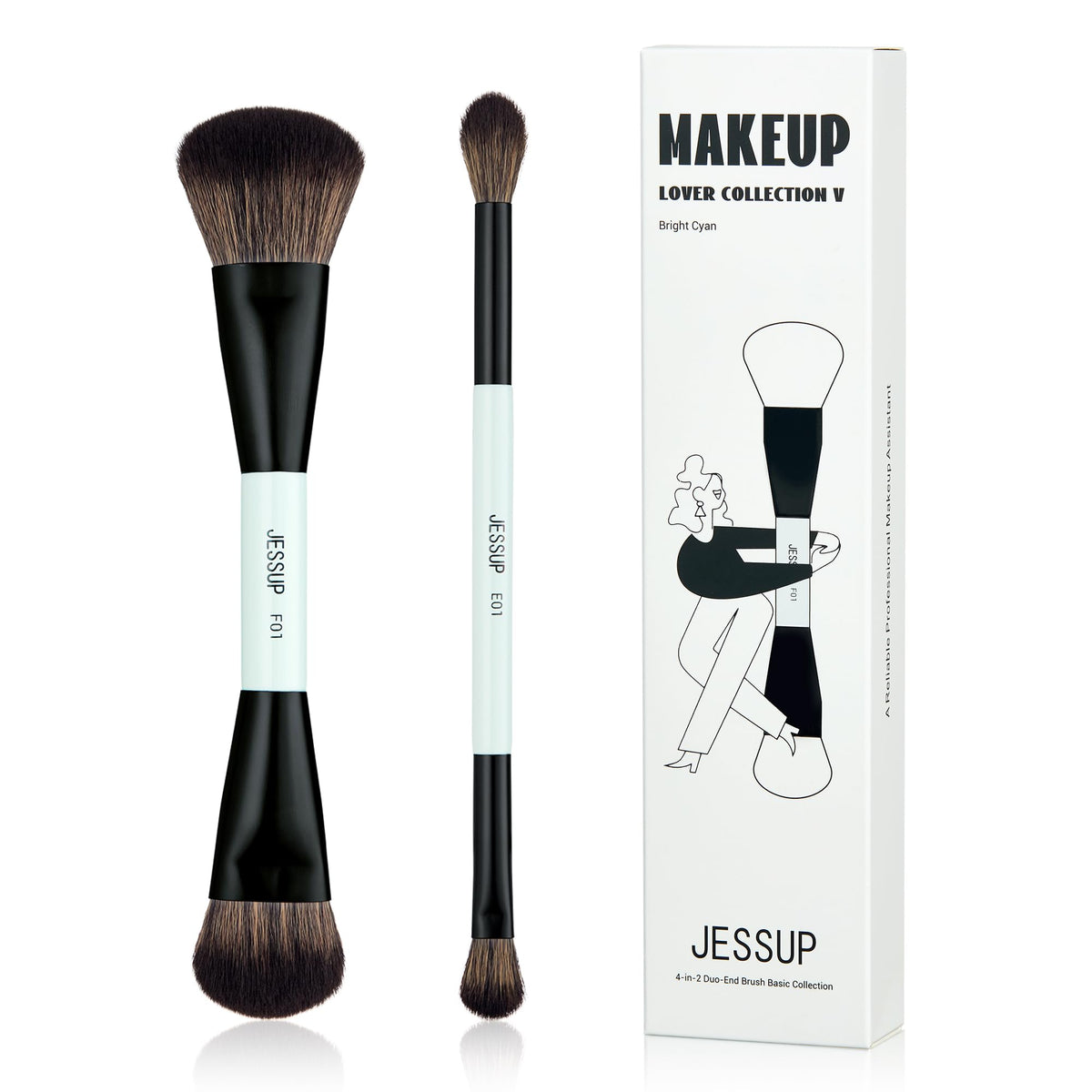 Jessup Dual-Ended Foundation Brush Set front view in packaging