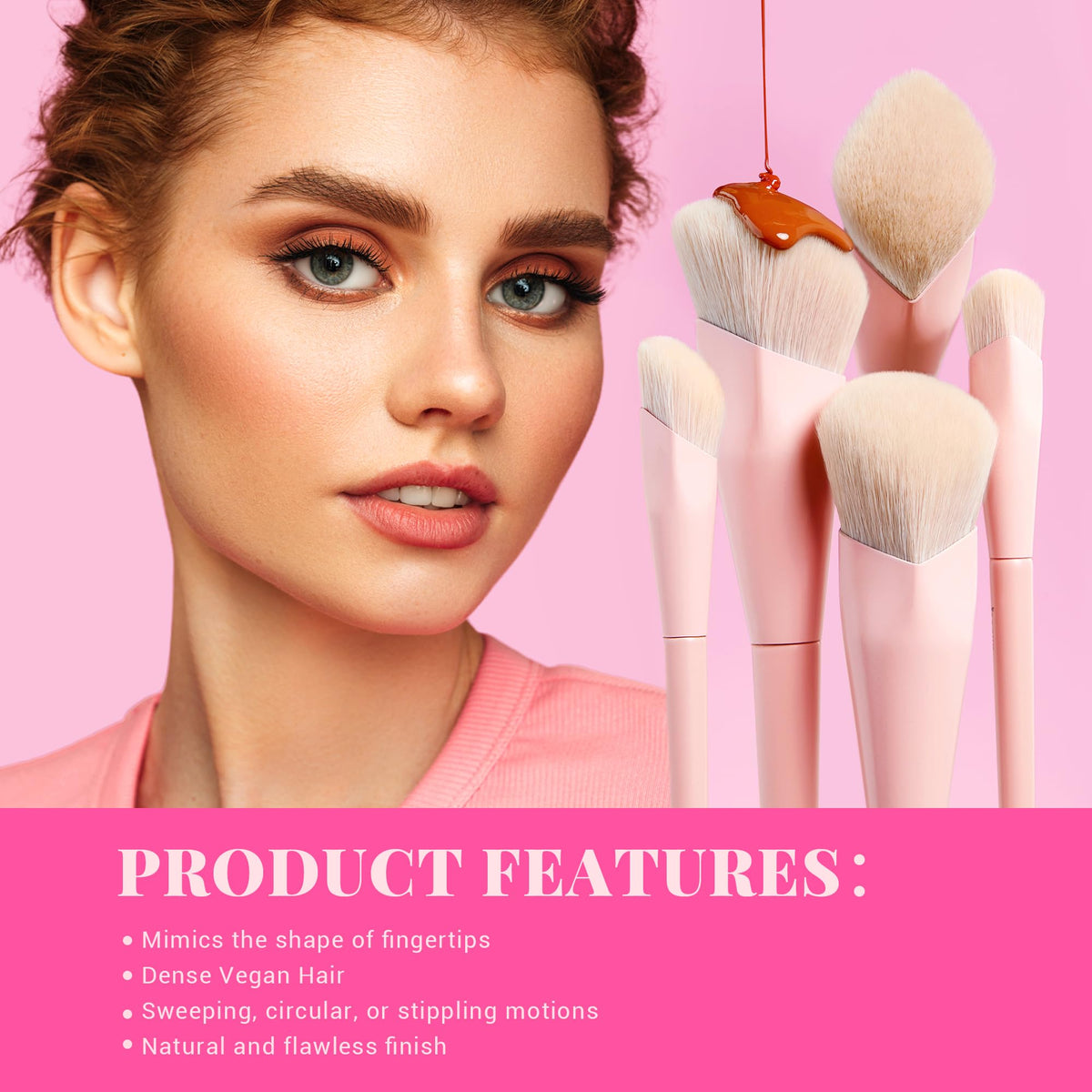 Jessup eyeshadow brushes in pink colour