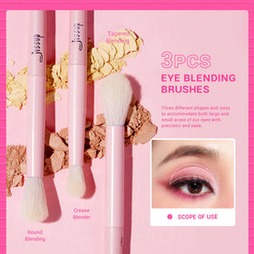Jessup eyeshadow brushes laid out on a surface