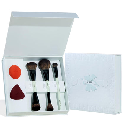 Jessup Face Makeup Brushes Set with dual-ended design in gift box