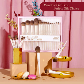 Jessup makeup brushes set showing foundation and powder brushes