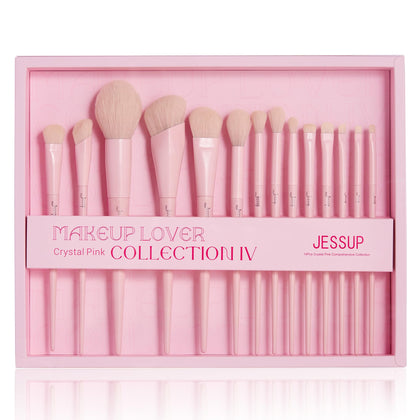 Jessup Pink Makeup Brushes Set 14Pcs front view