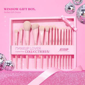 Jessup Pink Makeup Brushes Set 14Pcs in gift box