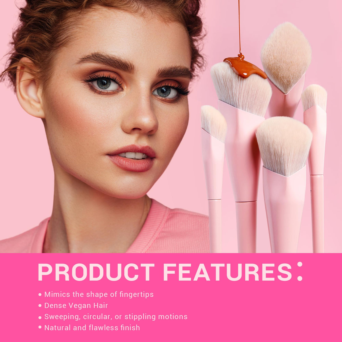 Jessup pink makeup brushes set displayed in a gift box