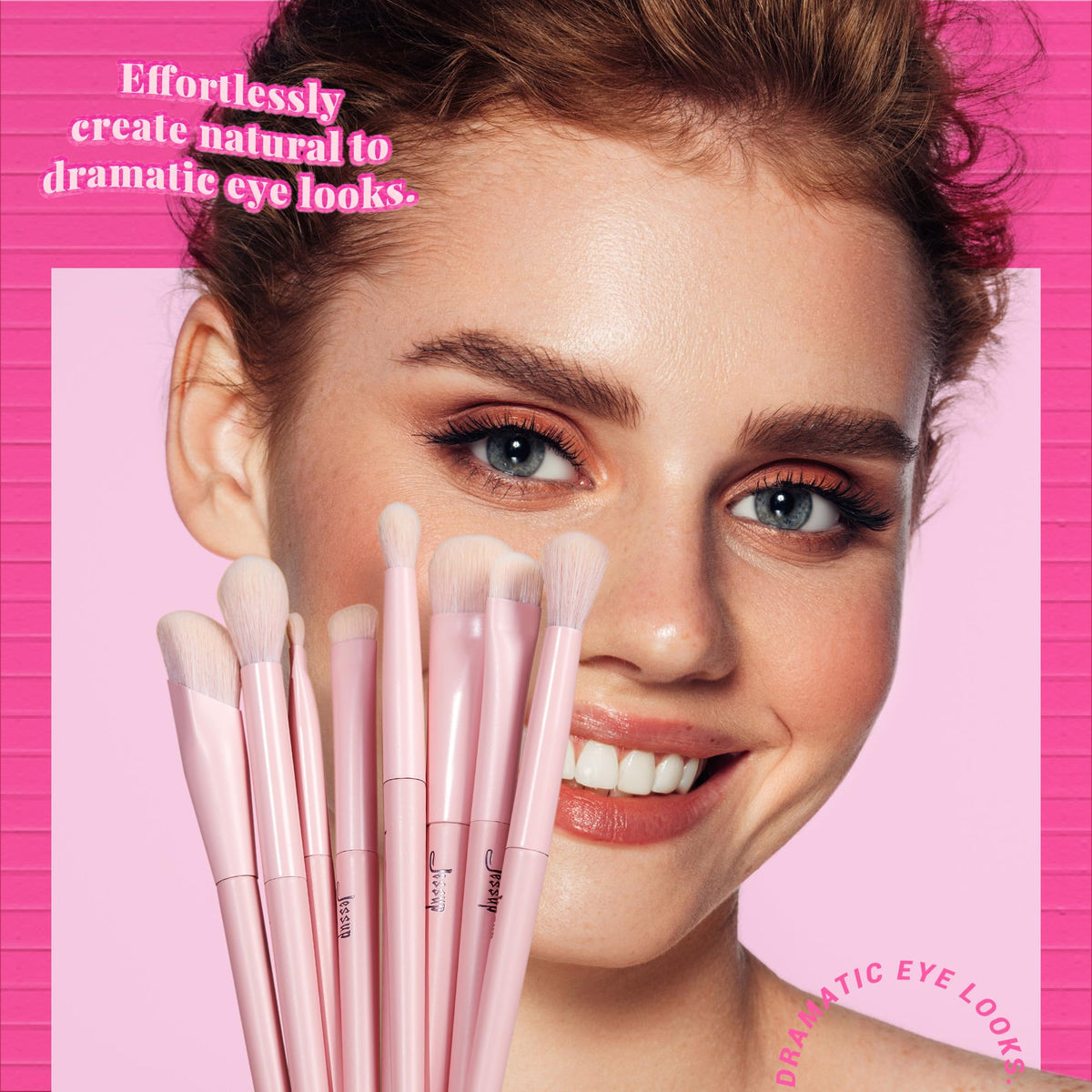 Jessup Pink Makeup Brushes Set displayed with packaging