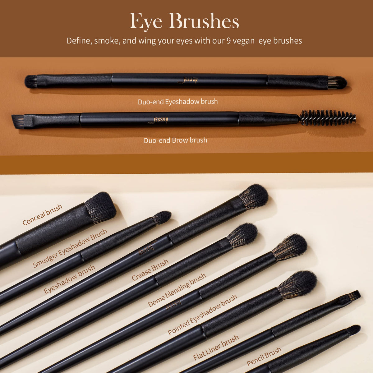 Jessup precision brushes including concealer and crease brushes