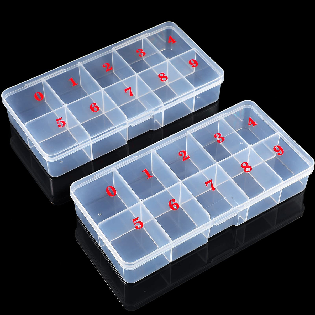 Jetec 2 Pack False Nail Tip Organizer Box front view