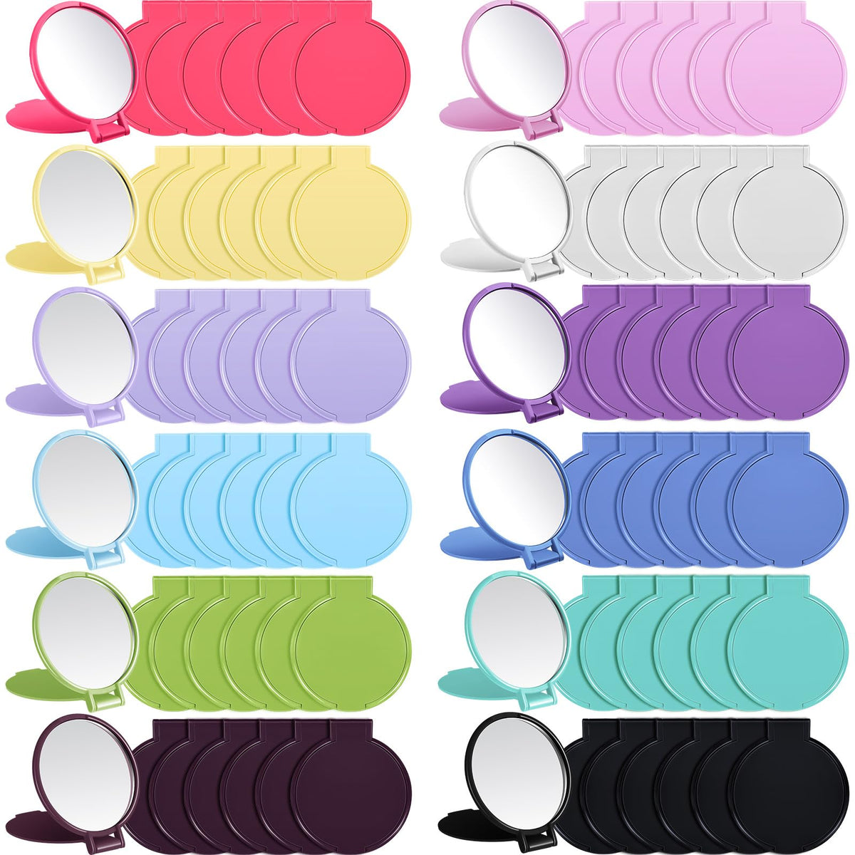 Jetec 240 pieces compact mirrors in assorted colours front view