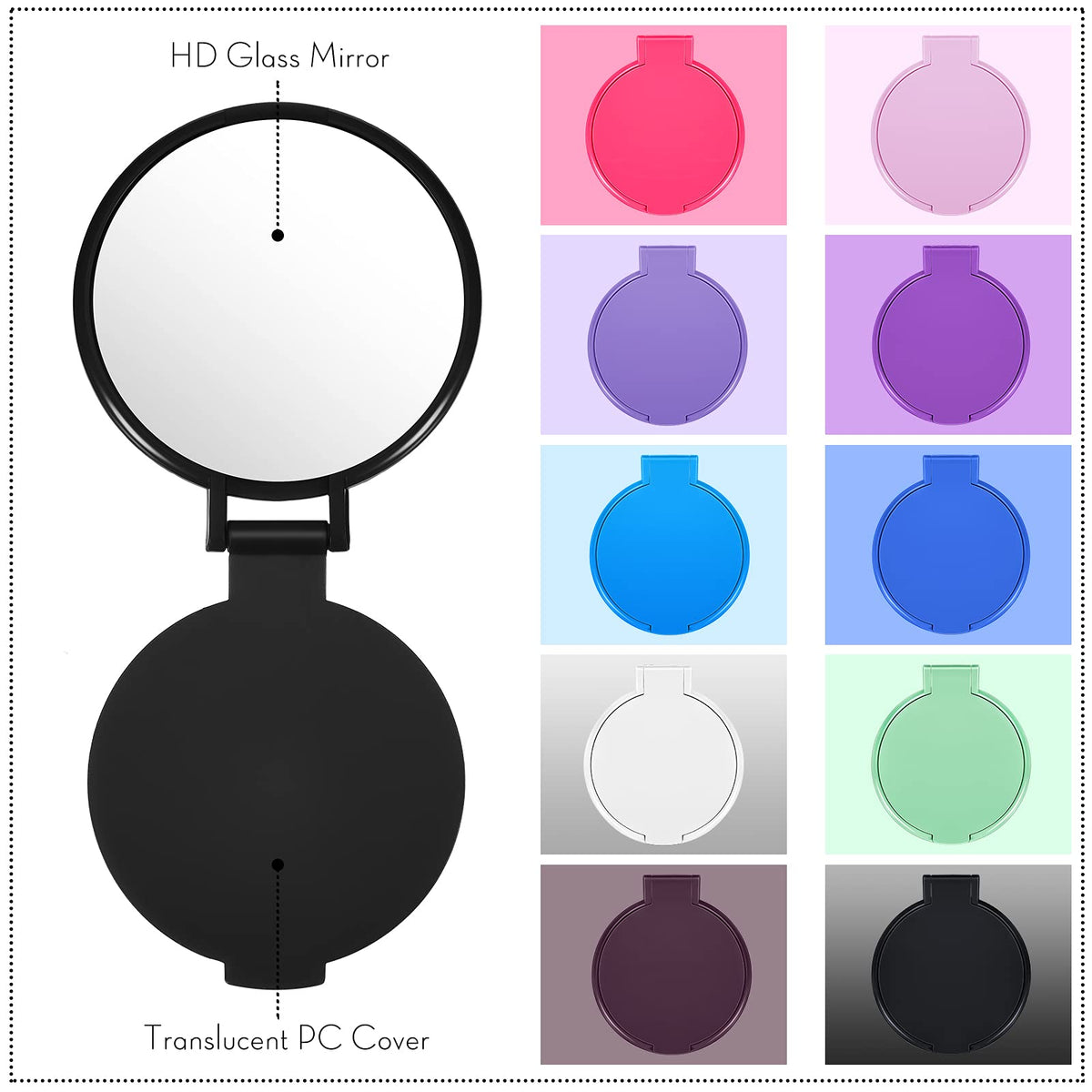 Jetec compact mirror in pink colour with flip design
