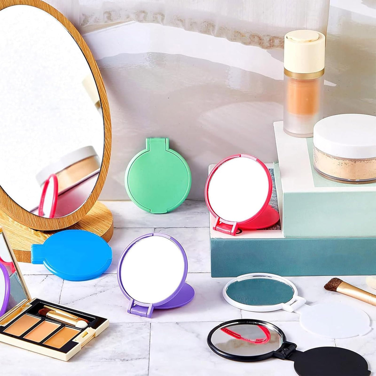 Jetec compact mirror set displayed in a cosmetic bag