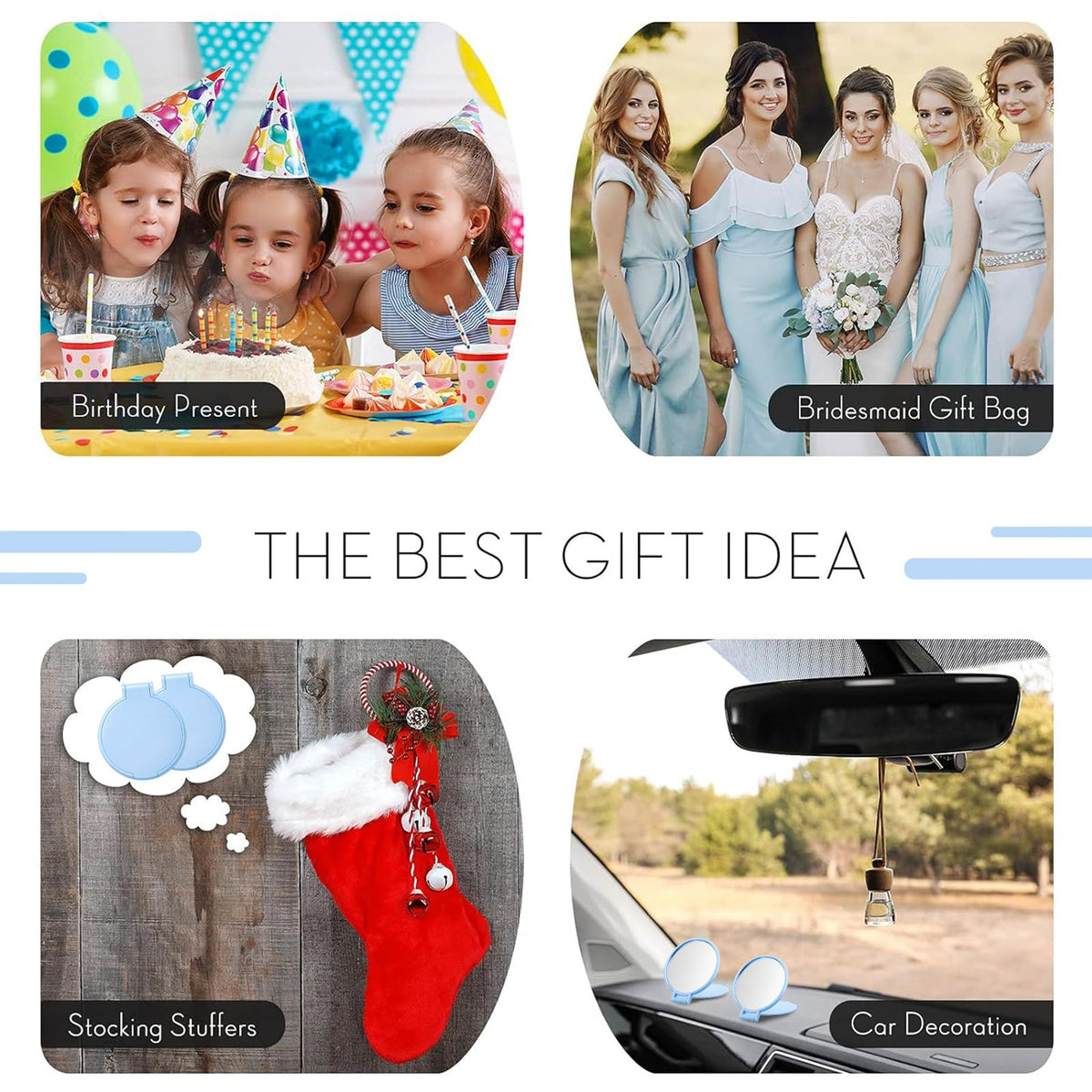 Jetec compact mirrors in a travel cosmetic bag