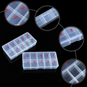 Jetec False Nail Tip Organizer Box showing size dimensions