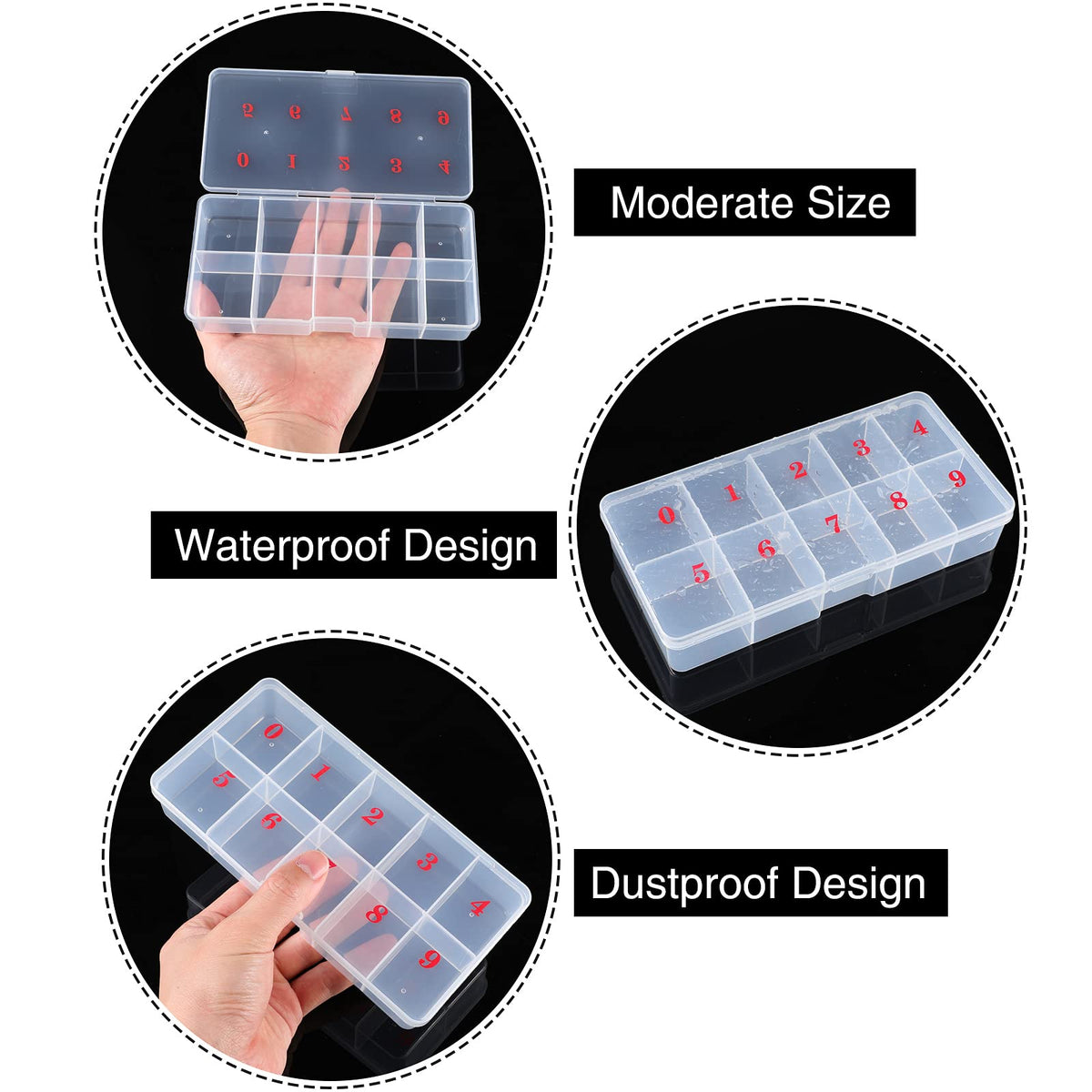 Jetec False Nail Tip Organizer Box with nail tips inside