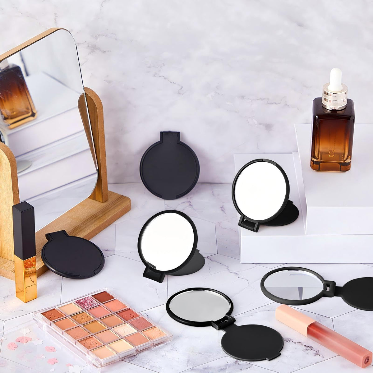 Jetec pocket mirrors stacked together in black